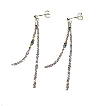 Earrings - rhodium/Goldplated w.Raw Diamonds - multi colour Rhodineret pr.par, von San - Links of Joy