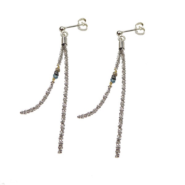 Earrings - rhodium/Goldplated w.Raw Diamonds - multi colour Rhodineret pr.par, von San - Links of Joy