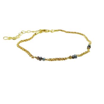 Bracelet & Necklace - Goldplated w. Raw Diamonds-multi colour 42+8cm, von San - Links of Joy