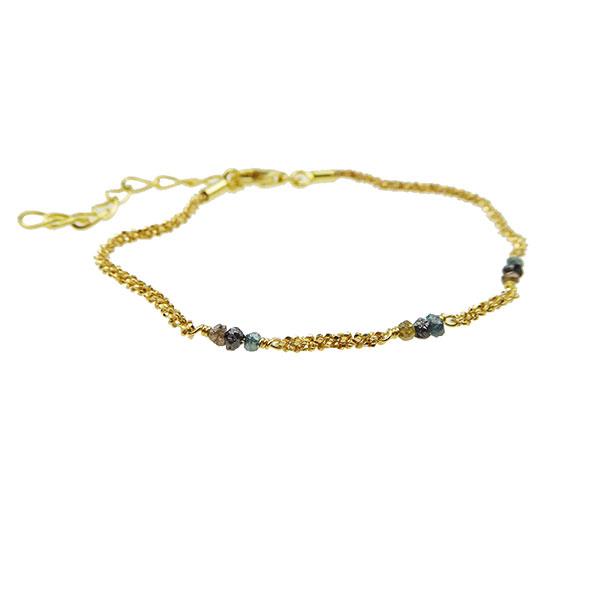 Bracelet & Necklace - Goldplated w. Raw Diamonds-multi colour 42+8cm, von San - Links of Joy