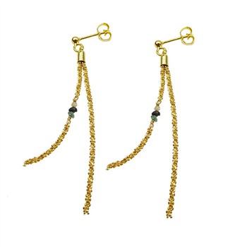 Earrings - Goldplated w.Raw Diamonds - multi colour Forgyldt pr.par, von San - Links of Joy