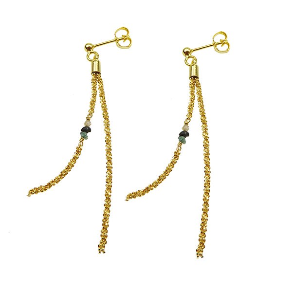 Earrings - Goldplated w.Raw Diamonds - multi colour Forgyldt pr.par, von San - Links of Joy