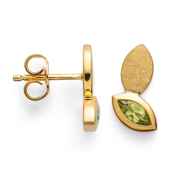 925/- Ørestikker, fg børstet/blank, peridot 0,5ct, von Bastian Inverun