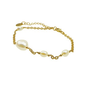 Armbånd & halskæde - Forgyldt m.Ferskvandsperler 16+4cm, von San - Links of Joy