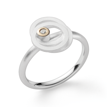 925/- Ring, fg 14K mat/blank, brillant 0,02ct W-SI, von Bastian Inverun