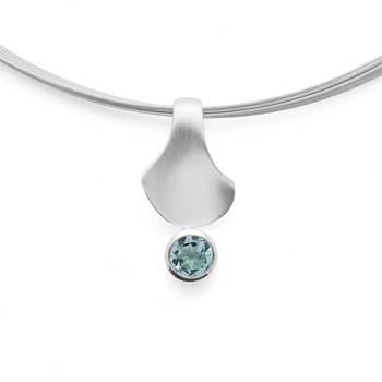 925/- Vedhæng, rho. mat/blank, blå topas 1.08ct, von Bastian Inverun