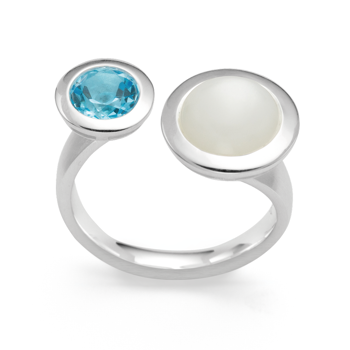 925/- Ring matt/pol., Blautopas, Mondstein, von Bastian Inverun