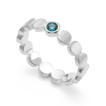 925/- Ring matt/glänzend, Blautopas 0,14ct, von Bastian Inverun