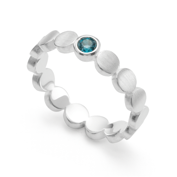 925/- Ring matt/glänzend, Blautopas 0,14ct, von Bastian Inverun