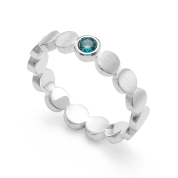 925/- Ring matt/glänzend, Blautopas 0,14ct, von Bastian Inverun