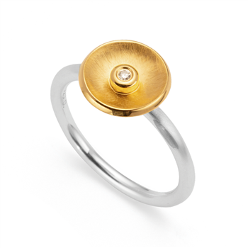 925/- Ring, delvis fg, rho. børstet/blank, 0,02ct, von Bastian Inverun