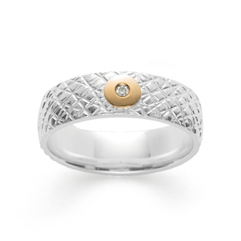 925/- Ring, fg mat/tekstureret, 0,015ct W-SI, von Bastian Inverun