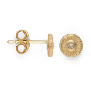750/- mattierte/strukturierte Ohrringe, 0,02 ct, von Bastian Inverun