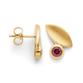 925/- øreringe,fg.,mat, rhodolite 0,40ct, von Bastian Inverun