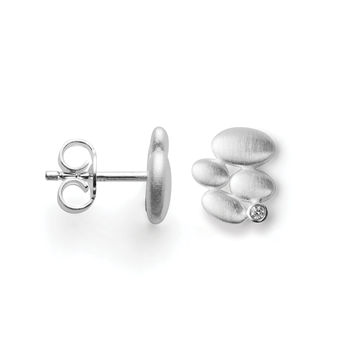 925/- øreringe, rhd, mat,dia. 0,02ct W-SI, von Bastian Inverun