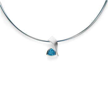 925/- vedhæng, rhodium-pl.,mat, blå topaz 2,37ct, von Bastian Inverun