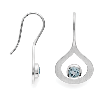 925/- øreringe, mat, blå topaz 0,64ct, von Bastian Inverun