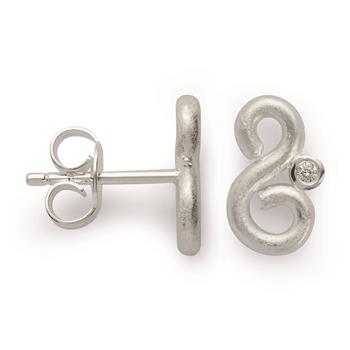 925/- Ørestikker, rho., mat, Dia. 0,01ct W-SI, von Bastian Inverun