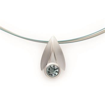 925/- Vedhæng, rho., mat/poleret, blå topas 0.93ct, von Bastian Inverun