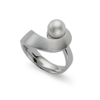 925/- ring, rh, matt/pol, kultur. perle2,89ct, von Bastian Inverun