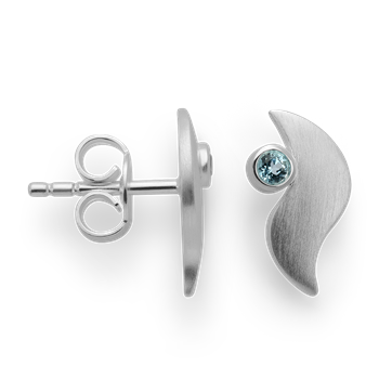 925/- ørestikker, satin mat, blå topas 0,09ct, von Bastian Inverun