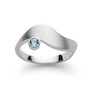 925/-ring, rh, satin mat, blå topas 0,13ct, von Bastian Inverun