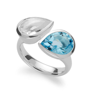 925ring, rh, blå topaz2,89ct,krystalkvarts2,39ct, von Bastian Inverun