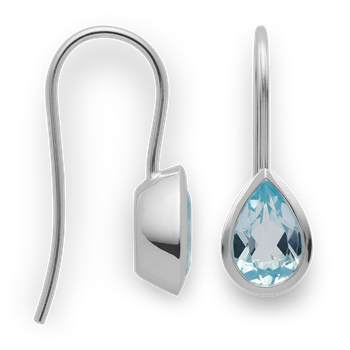 925/øreringe, rh, poleret, blå topas 2,22ct, von Bastian Inverun