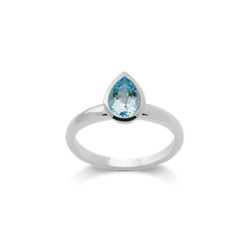 925/- ring, rh, poleret, blå topas 1,12 karat, von Bastian Inverun