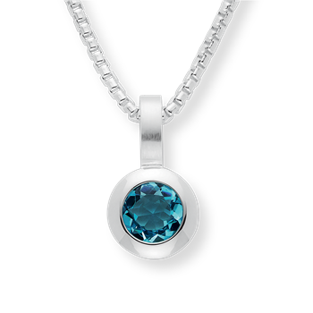 925/- Rh Vedhæng blå topas 0,67ct. Mat/pol, von Bastian Inverun