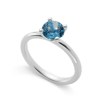 925/- Rh Ring blå topas 1,49,ct poleret, von Bastian Inverun