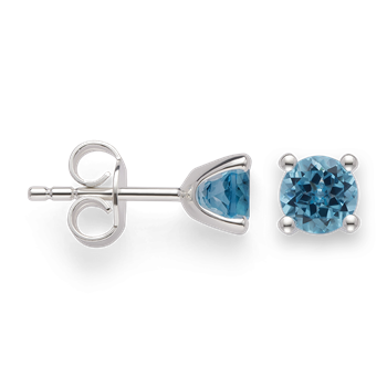 925/- Ørestikker blå topas 1,10ct. Poleret, von Bastian Inverun