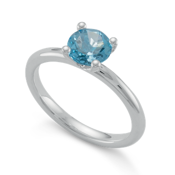 925/- Rh Ring blå topas 0,99,ct poleret, von Bastian Inverun