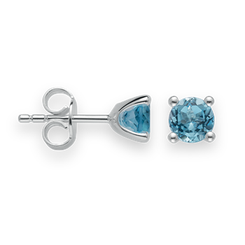 925/- Ørestikker blå topas 1,24ct. Poleret, von Bastian Inverun