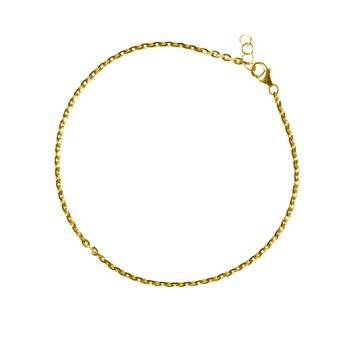 Feines, goldenes Armband mit ovalen Gliedern, Karabinerverschluss und Verlängerungskette.