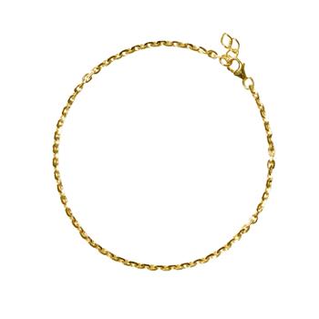 Feines 14kt Goldarmband mit gleichmäßigem Kettenmuster und verstellbarem Verschluss.