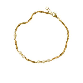 14kt armbånd og halskæde med Hvide Ferskvandsperler 38cm, von San - Links of Joy