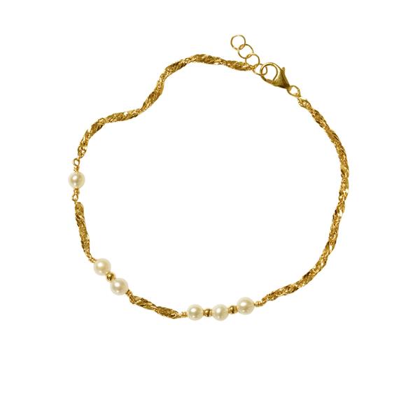 9kt armbånd og halskæde med Hvide Ferskvandsperler 50cm, von San - Links of Joy