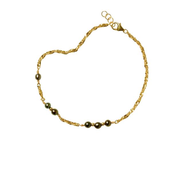 18kt armbånd og halskæde med Sorte Ferskvandsperler 50cm, von San - Links of Joy