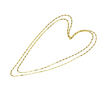 Feine goldene Halskette in Herzform, segmentiertes Muster, auf weißem Hintergrund.