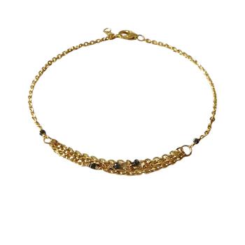 Armbånd & halskæde i 14kt guld med facetteret diamanter 50cm, von San - Links of Joy