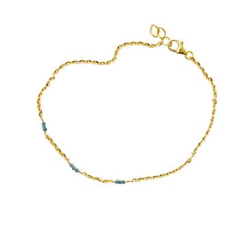 Armbånd eller halskæde i 14kt guld med Facetterede Grøn/Blålige Diamanter 38cm, von San - Links of Joy