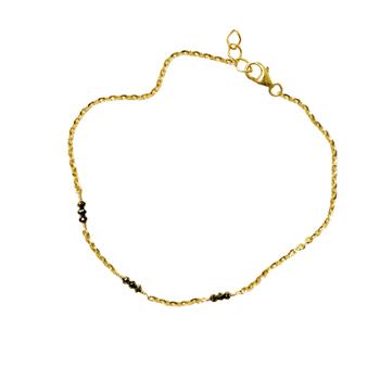 Armbånd eller halskæde i 14kt guld med Facetterede Sorte Diamanter 38cm, von San - Links of Joy