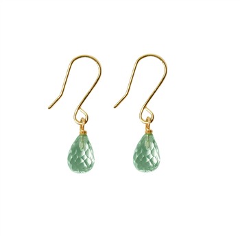 14k Earrings w.Faceted Green Amethyst 14karat , von San - Links of Joy