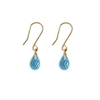 14K Earrings w.Faceted Blue Topas 14karat , von San - Links of Joy