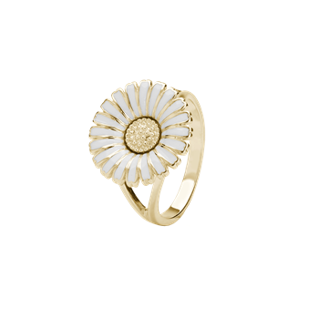 Sølv forg.ring m/marguerit 15 mm hvid, von Aagaard