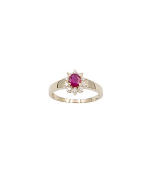 Ring 14 karat roset ring rubin 0,48 carat med brillant 0,14 WSI, von L&G