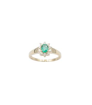 Ring 14 karat guld roset smaragd 0,27carat - brillanter 0,15 carat WSI, von L&G
