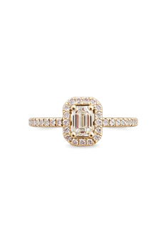 Ring SQUARE 14 karat med smaragd slib 0,25 carat og brillnater rundt og ned på ring skinne 0,15 carat WSI, von L&G