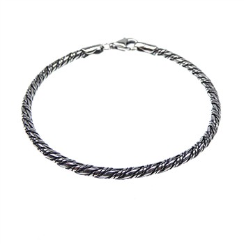 3mm Rævekæde/Twistet i Let Oxyderet Sterlingsølv Armbånd & Halskæde Letoxyderet 21cm, von San - Links of Joy
